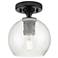 Crown Point Athens 6" Wide Matte Black Flush Mount With Seedy Shade