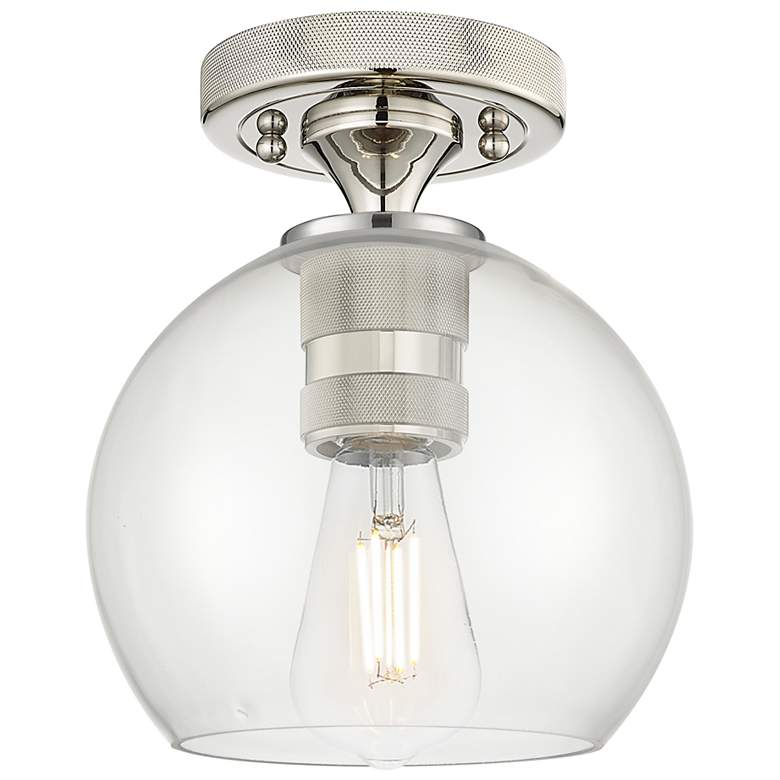 Image 1 Crown Point Athens 6" Wide Polished Nickel Flush Mount With Clear Shade
