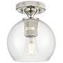 1_Crown Point Athens 6" Wide Polished Nickel Flush Mount With Clear Shade