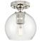 Crown Point Athens 6" Wide Polished Nickel Flush Mount With Clear Shade