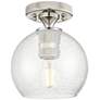 1_Crown Point Athens 6" Wide Polished Nickel Flush Mount With Seedy Shade