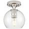 Crown Point Athens 6" Wide Satin Nickel Flush Mount With Clear Shade