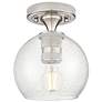 1_Crown Point Athens 6" Wide Satin Nickel Flush Mount With Seedy Shade