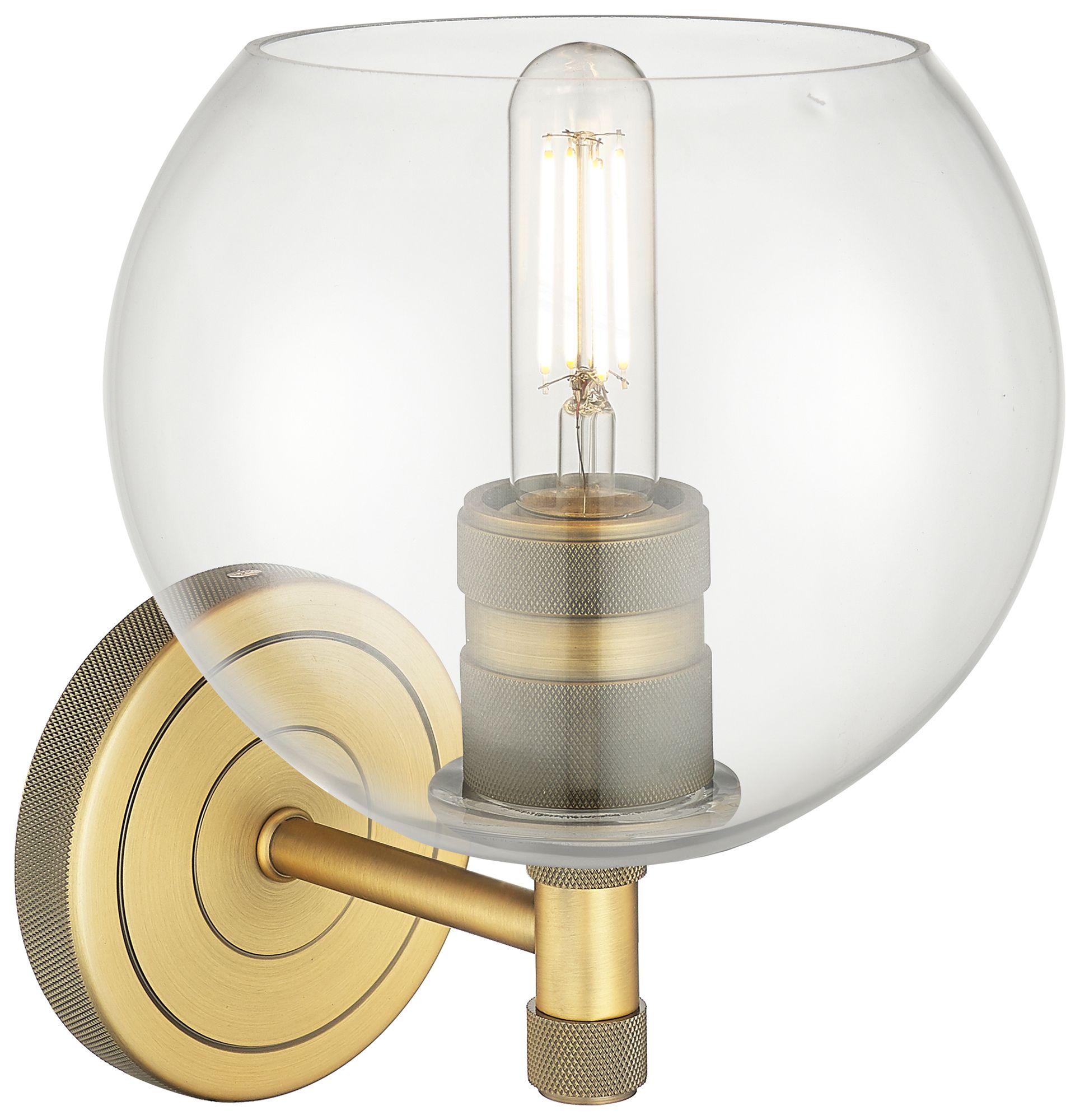 Image 2 Crown Point Athens 8.25"H Brushed Brass Wall Sconce With Clear Shade more views