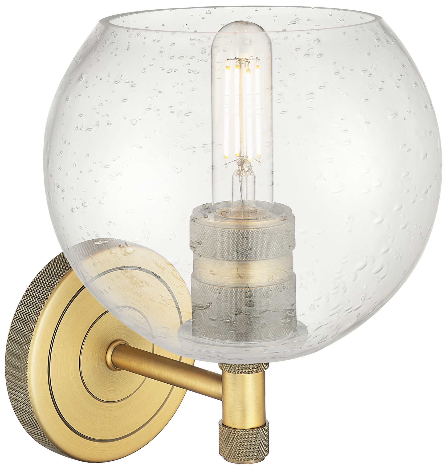 Image 2 Crown Point Athens 8.25"H Brushed Brass Wall Sconce With Seedy Shade more views