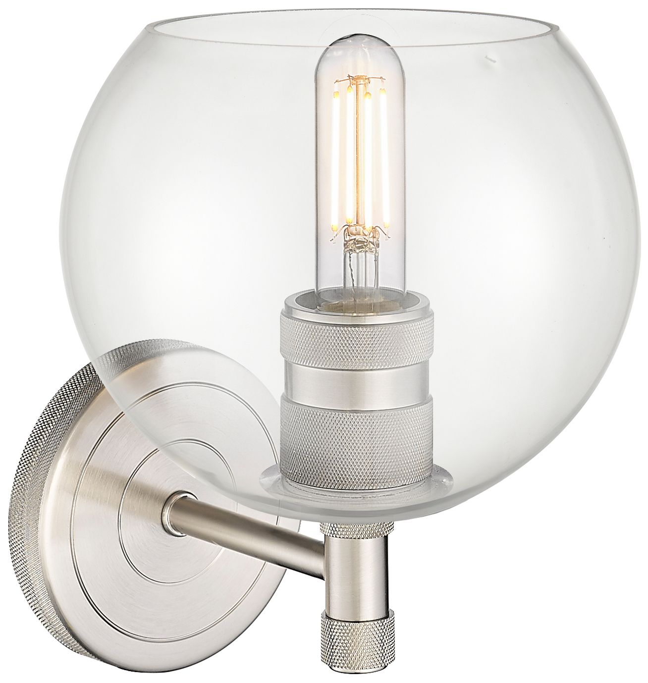 Image 2 Crown Point Athens 8.25"H Satin Nickel Wall Sconce With Clear Shade more views