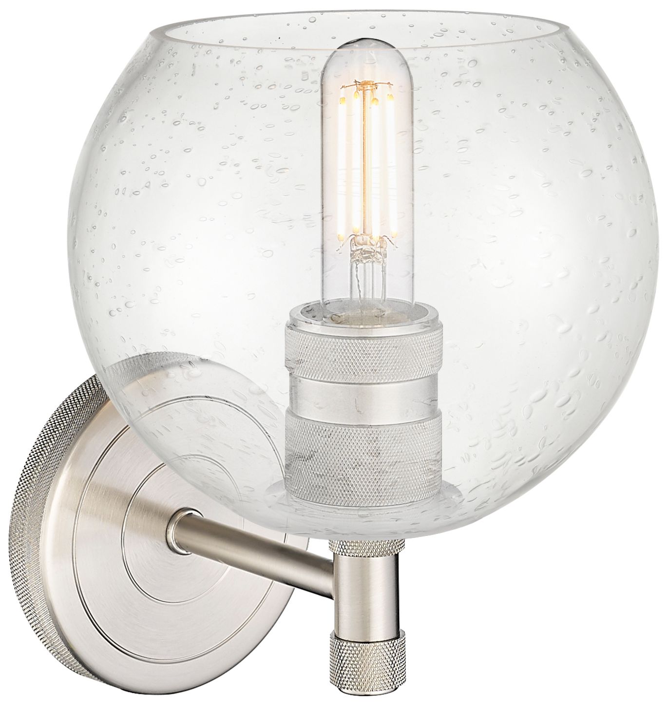 Image 2 Crown Point Athens 8.25"H Satin Nickel Wall Sconce With Seedy Shade more views