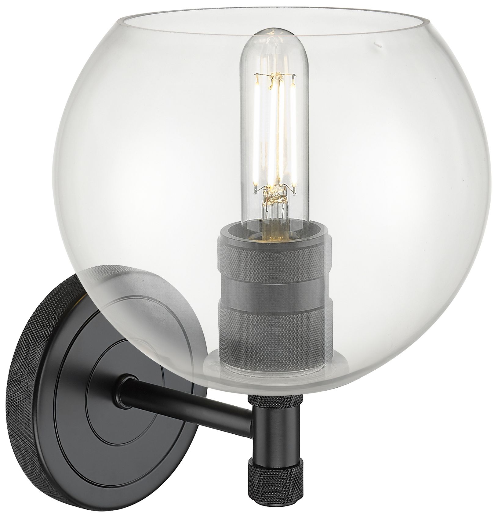 Image 2 Crown Point Athens 8.25" High Matte Black Wall Sconce With Clear Shade more views