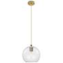 1_Crown Point Athens 8"W Brushed Brass Cord Hung Pendant With Clear Shade