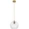Crown Point Athens 8"W Brushed Brass Cord Hung Pendant With Clear Shade
