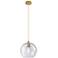 Crown Point Athens 8"W Brushed Brass Cord Hung Pendant With Seedy Shade