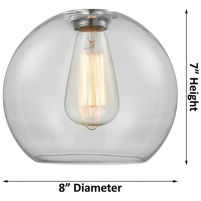 Image 2 Crown Point Athens 8"W Brushed Brass Stem Hung Pendant With Clear Shade more views
