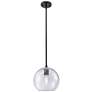 Crown Point Athens 8"W Matte Black Stem Hung Pendant With Seedy Shade