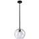 Crown Point Athens 8"W Matte Black Stem Hung Pendant With Seedy Shade