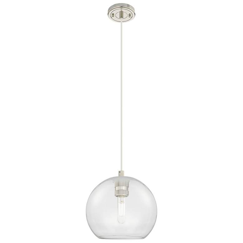 Image 1 Crown Point Athens 8"W Polished Nickel Cord Pendant With Clear Shade