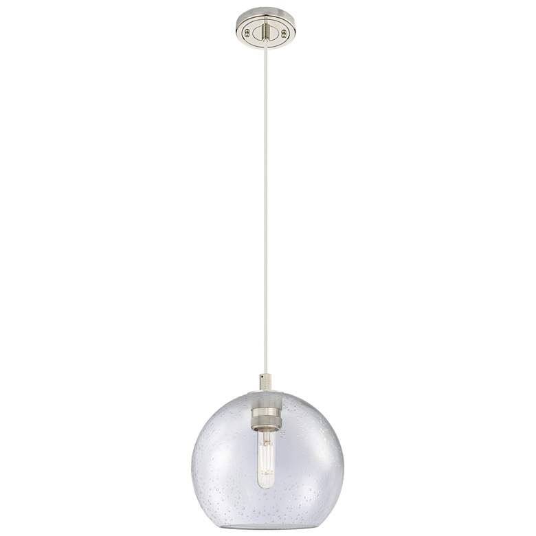 Image 1 Crown Point Athens 8"W Polished Nickel Cord Pendant With Seedy Shade