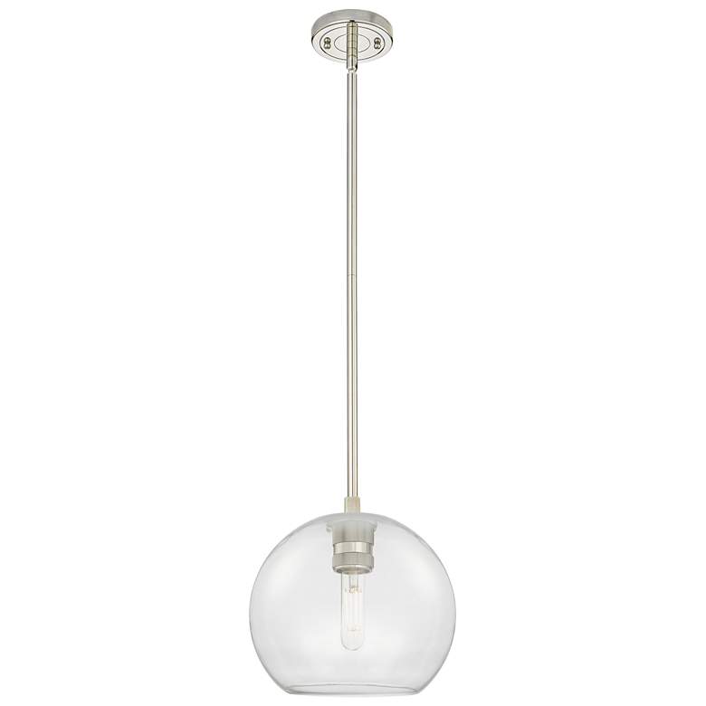 Image 1 Crown Point Athens 8"W Polished Nickel Stem Pendant With Clear Shade