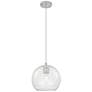 Crown Point Athens 8"W Satin Nickel Cord Hung Pendant With Clear Shade