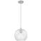 Crown Point Athens 8"W Satin Nickel Cord Hung Pendant With Clear Shade