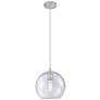 Crown Point Athens 8"W Satin Nickel Cord Hung Pendant With Seedy Shade