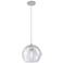 Crown Point Athens 8"W Satin Nickel Cord Hung Pendant With Seedy Shade