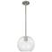 Crown Point Athens 8"W Satin Nickel Stem Hung Pendant With Clear Shade