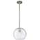 Crown Point Athens 8"W Satin Nickel Stem Hung Pendant With Seedy Shade