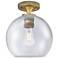 Crown Point Athens 8" Wide Brushed Brass Flush Mount With Seedy Shade