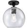 Crown Point Athens 8" Wide Matte Black Flush Mount With Seedy Shade