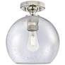 1_Crown Point Athens 8" Wide Polished Nickel Flush Mount With Seedy Shade