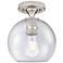 Crown Point Athens 8" Wide Satin Nickel Flush Mount With Seedy Shade