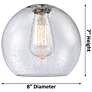 2_Crown Point Athens 8" Wide Satin Nickel Flush Mount With Seedy Shade more views