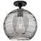 Crown Point Athens Deco Swirl 10"W Black Flush Mount w/ Smoke Shade