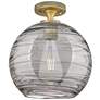 1_Crown Point Athens Deco Swirl 10"W Brass Flush Mount w/ Smoke Shade