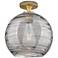 Crown Point Athens Deco Swirl 10"W Brass Flush Mount w/ Smoke Shade