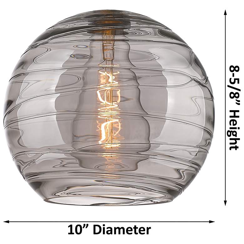 Image 2 Crown Point Athens Deco Swirl 10"W Brass Stem Pendant w/ Smoke Shade more views