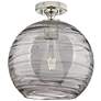 1_Crown Point Athens Deco Swirl 10"W Nickel Flush Mount w/ Smoke Shade