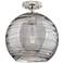 Crown Point Athens Deco Swirl 10"W Nickel Flush Mount w/ Smoke Shade