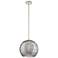 Crown Point Athens Deco Swirl 10"W Nickel Stem Pendant w/ Smoke Shade
