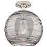 1_Crown Point Athens Deco Swirl 10"W Satin Nickel Flush Mount w/ Smoke Shade