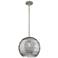 Crown Point Athens Deco Swirl 10"W Satin Nickel Stem Pendant w/ Smoke Shade