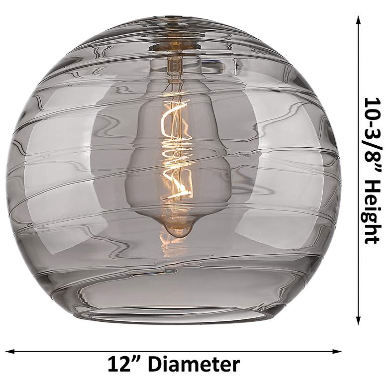 Image 2 Crown Point Athens Deco Swirl 12"W Black Cord Pendant w/ Smoke Shade more views
