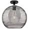 Crown Point Athens Deco Swirl 12"W Black Flush Mount w/ Smoke Shade