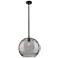 Crown Point Athens Deco Swirl 12"W Black Stem Pendant w/ Smoke Shade