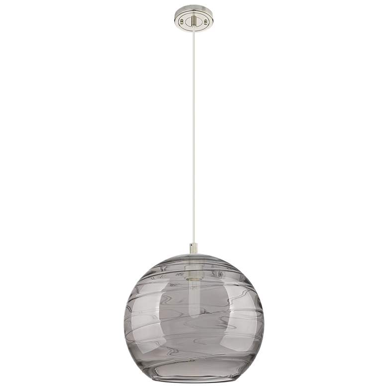 Image 1 Crown Point Athens Deco Swirl 12"W Nickel Cord Pendant w/ Smoke Shade