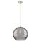 Crown Point Athens Deco Swirl 12"W Nickel Cord Pendant w/ Smoke Shade