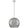 Crown Point Athens Deco Swirl 12"W Nickel Stem Pendant w/ Smoke Shade