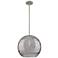 Crown Point Athens Deco Swirl 12"W Satin Nickel Stem Pendant w/ Smoke Shade