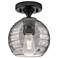 Crown Point Athens Deco Swirl 6"W Black Flush Mount w/ Smoke Shade