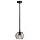 Crown Point Athens Deco Swirl 6"W Black Stem Pendant w/ Smoke Shade